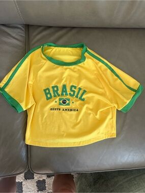 Brasil Yellow & Green Crop Tee